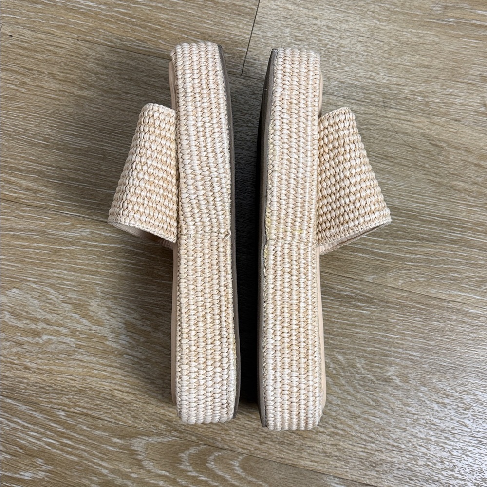 Steve Madden Beachy Natural Platform Slide on Sandal Rattan Size 8 - Picture 5 of 10